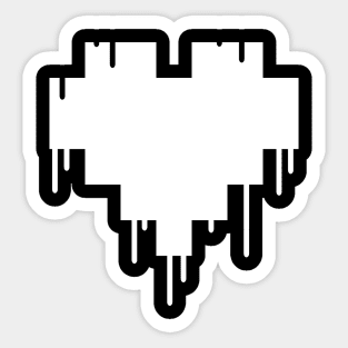 White Dripping Pixel Heart Sticker